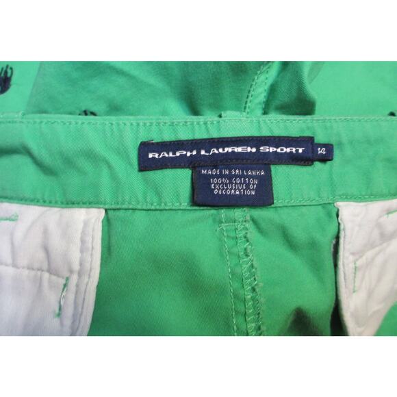 Ralph Lauren Sport Women Shorts Green with Navy Logo size 14 EUC - Picture 5 of 6